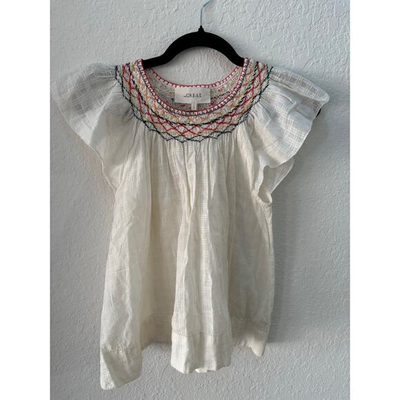 The Great White Embroidered Shirt The Windswept Top 0 Cream Cotton $225 - Picture 7 of 14